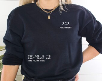 222 Sudadera con número de ángel, Camisa de alineación 222, Regalos de astrología, Numerología, Sudadera espiritual, Números de ángel