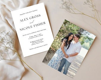 DIY Wedding Invitation Template, Custom Invitation, Editable Minimalist Wedding Invite, Digital Invitation, Photo Wedding Invitation