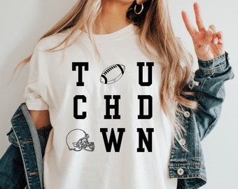 Camiseta de touchdown Comfort Colors®, camiseta del día del partido, camiseta de la temporada de fútbol, camiseta de fútbol de touchdown, camiseta de tailgating, luces del viernes por la noche