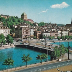 Suisse Bahnhofbrucke mit Central Zurich Carte postale