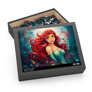 Premium Puzzle - Ariel Little Mermaid- Powerful Women Pop Art 120/252/500 piezas Puzzles en caja de regalo Art By ABE Puzzle (120, 252, 500 piezas)