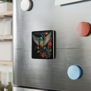 Hummingbird Porcelain Magnet, Square