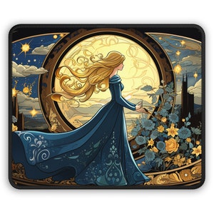 Cinderella Fantasy Mouse Pad, Cute Desk Laptop Mouse Pad, Hand Crafted Computer Mouse Pad, Princess , Birthday Gifts,