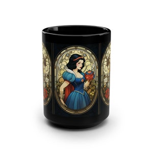 Snow White Mug, Princess, Coffee Tea, Trending Gift, Black Mug, 15oz