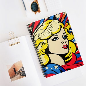 Pop Art Powerful Women Art by ABE, Journal, Blank Book, Diary, Spiral Notebook - Ruled Line