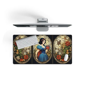 Snow White Fantasy Desk Mat, Cute Desk Laptop Desk Mat, Hand Crafted Computer Mouse Pad, Princess , Birthday Gifts,