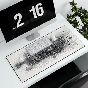 Modern Abstract Circuitry Pattern Desk Mat, Desk Accessory, Cute Workspace, Trendy Workspace, Abstract Trendy Pattern,