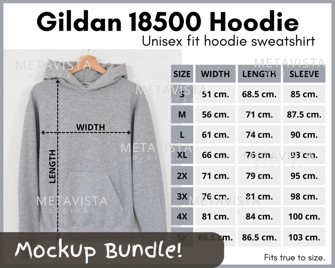 Gildan Hoodie METRIC Size Chart 18500 Gildan 18500 Size - Etsy