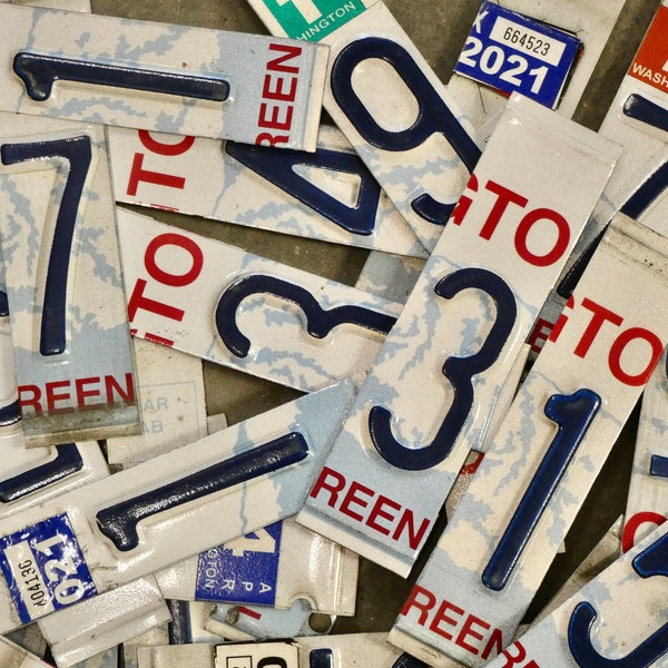 License plate numbers pre cut strip from Washington and California