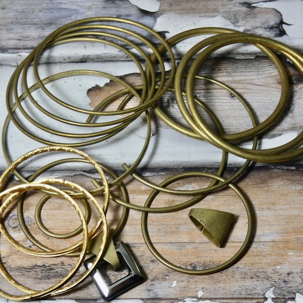 Brass metal assorted circles jewelry making parts supply lot