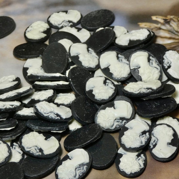 Cameo black background cabochon style jewelry supply lot