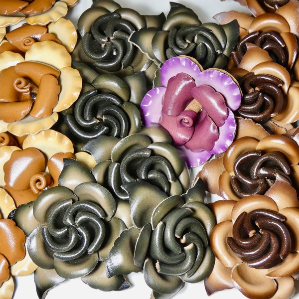 Vintage leather flower rosettes