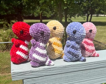 Crochet Mini Velvet Dinosaur, Crochet Dino, Crochet Stuffed Animal, Crochet Plushie