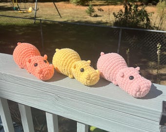 Crochet Hippo Plushie, Crochet Hippo, Hippo Stuffed Animal, Crochet Stuffed Animal, Crochet Plushie