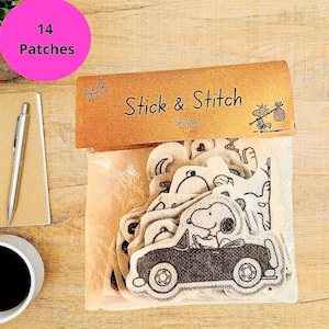 Snoopy and Woodstock  Hand embroidery Stick and Stitch patterns, water soluble embroidery designs, stick on beginner patterns patch ,