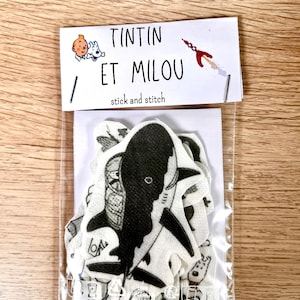 Patchs Tintin et Milou à broder au point et à coller Décalcomanies pour broderie à la main à faire soi-même Moulinsart Herge Designs pour sacs à vêtements et vestes