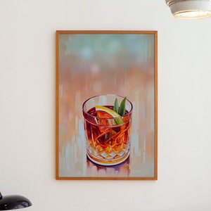 Cocktail Art Print Poster | Lots of Sizes | Free Shipping! | Negroni, Old Fashioned Bar Cart Wall Poster Print Artwork for Trendy Home