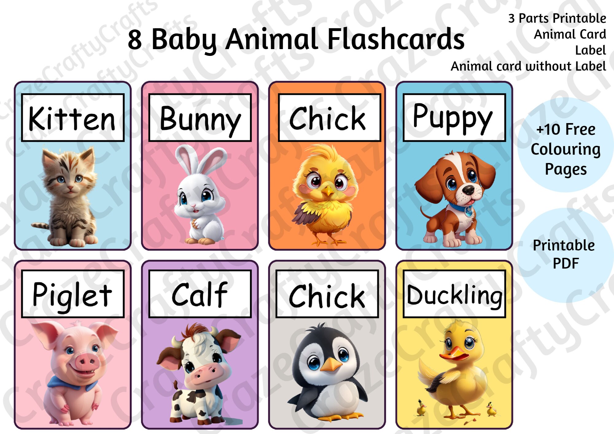 8 Printable Animal Flashcards for Kids Including Free - Etsy