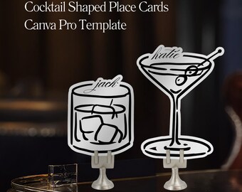 Cocktail Shaped Place Cards DIY Canva Pro Template