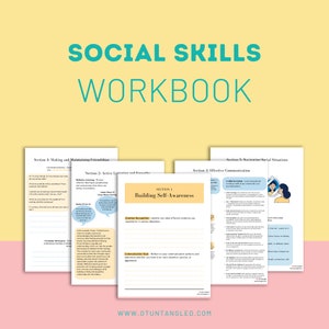 May include: A social skills workbook with four sections: Making and Maintaining Friendships, Active Listening and Encounters, Building Self-Awareness, and Navigating Social Situations. Each section includes activities and exercises to help develop social skills.