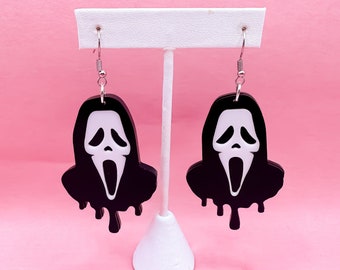 Ghostface Mask Scream Inspired Acrylic Earrings