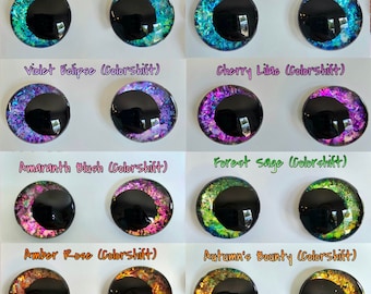 One pair of Kawaii/Offset Style Colorshifting Hand Painted Safety Eyes 20mm 25mm 30mm 35mm for Amigurumi/Crochet with backs - Made to Order