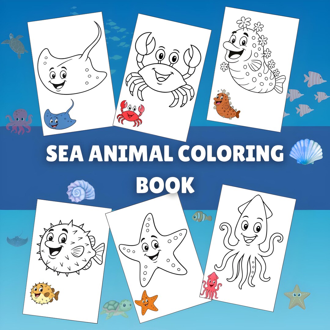 Sea Animal Coloring Book for Kids | Digital Download | 40 Fun Ocean ...