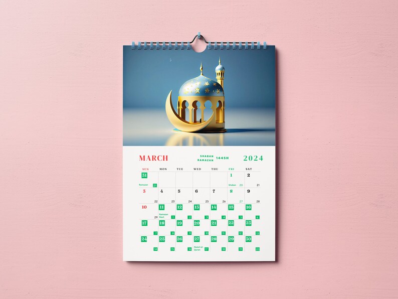 Canva Editable 2024 1445/1446 Islamic Calendar With Gregorian and Hijri