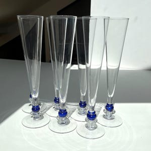Set of champagne glasses France cobalt glass