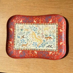 Limoges Porcelain Tray by Philippe Deshoulieres – Unicorn Tapestry Design “La Dame à la Licorne” – French Decorative Plate