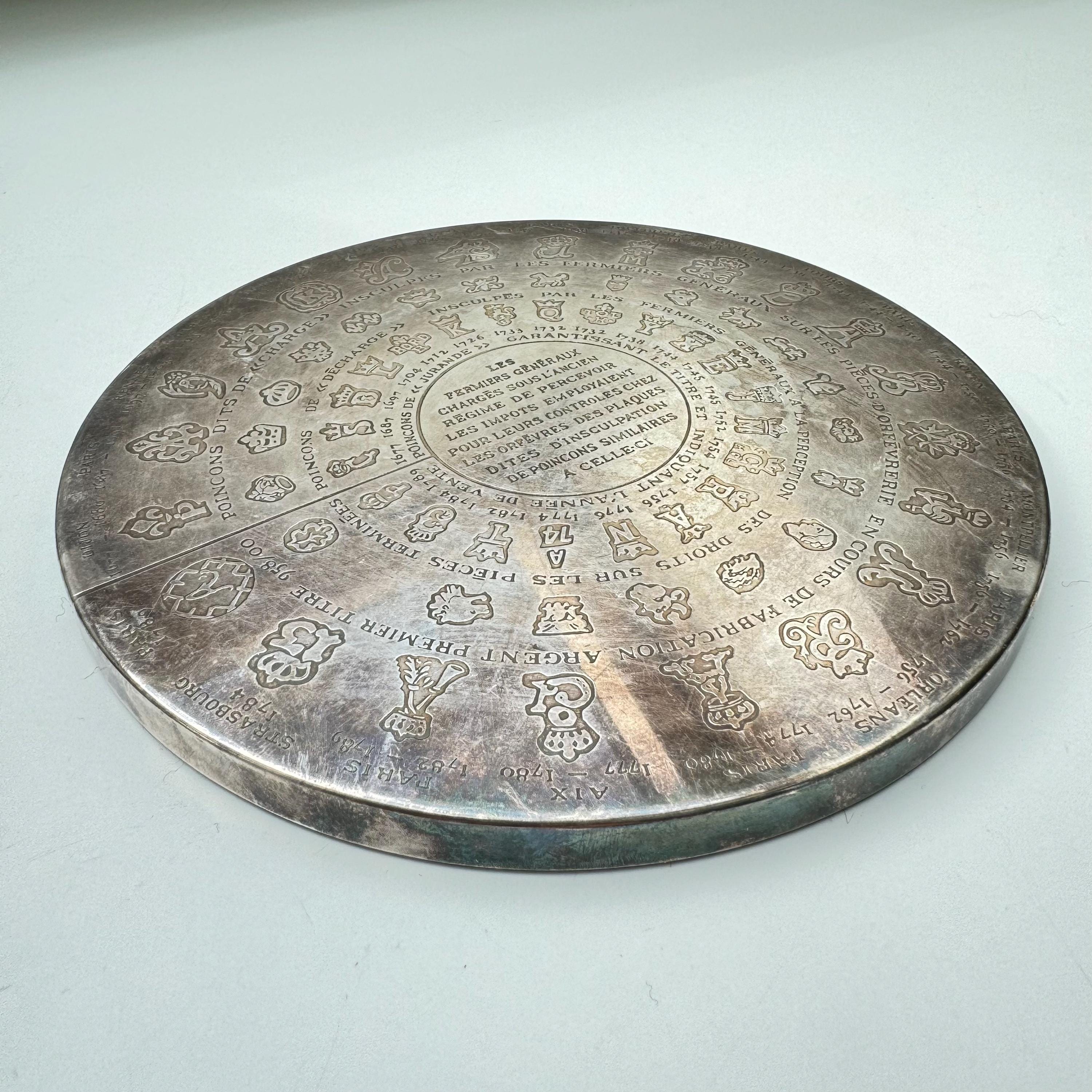 Vintage Christofle Silverplate Hallmark Reference Plaque – 20 cm – Made in France – Collectible French Silver Mark Guide