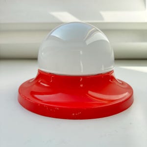 Round ceiling retro red lamp white glass