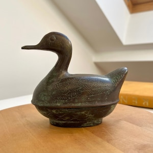 Jewelry box duck vintage bronze