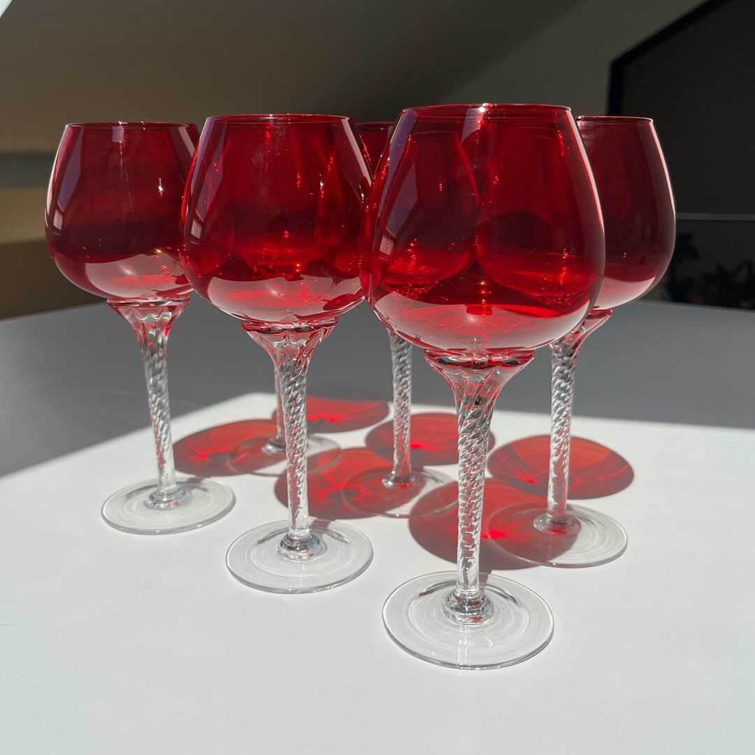 Ruby Red Wine Glasses Sasaki Japan Glass Etsy