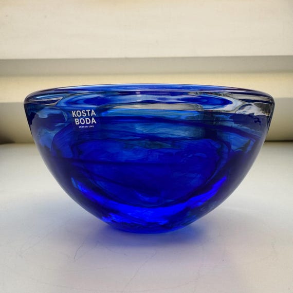 Kosta Boda アートガラス ボウル ブルー Kosta Boda Blue Art Glass Bowl | Swedish Modern Glass Vessel