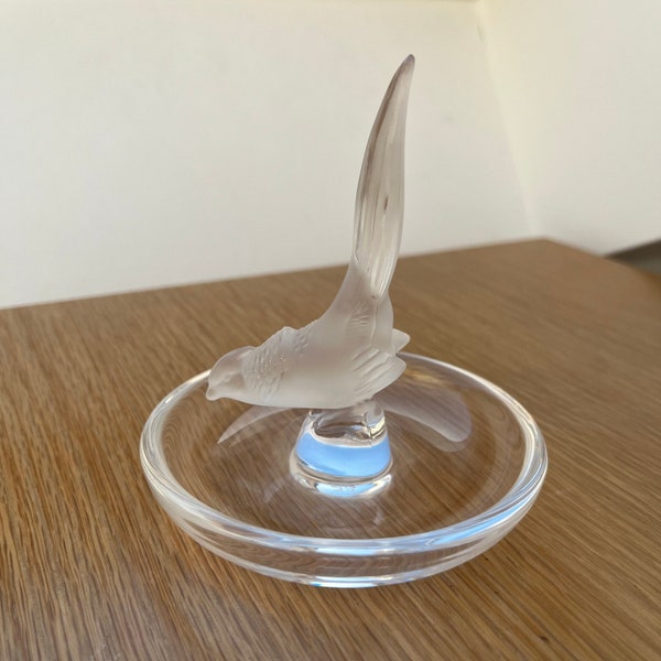 Bowl vide poche frosted crystal bird Lalique France glass