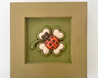 Wall decoration ceramic picture Thun Italy ladybug