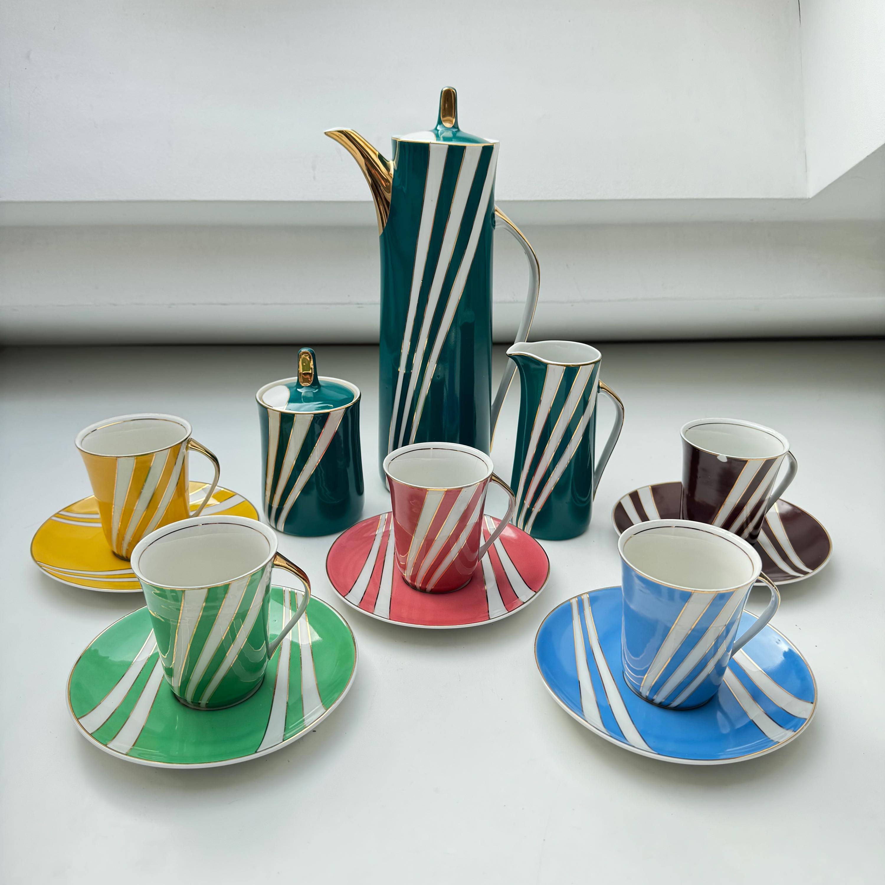 KROKUS Coffee Set for 5 by Wincenty Potacki – 1960s Polish