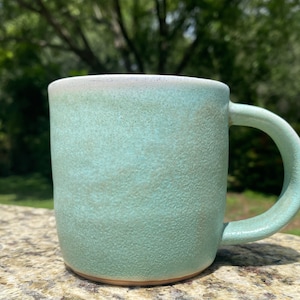 Handmade Pottery Coffee Mug - Satin Teal- Wheel Thrown Mug - 10oz