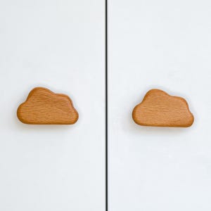 Whimsical Cloud Drawer Pull – Handcrafted Wooden Knob for Kids Furniture & Nursery – Soft Cloud Shaped Handle (1 Piece)