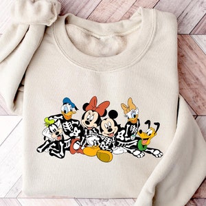 Disneyworld Mickey and Friends Sweatshirt, Disney Halloween Shirt, Halloween Skeleton Mickey Minnie Pumpkin Sweater, Halloween Sweatshirt