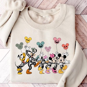 Disneyworld Mickey and Friends Sweatshirt, Disney Halloween Shirt, Halloween Skeleton Mickey Minnie Pumpkin Sweater, Halloween Sweatshirt