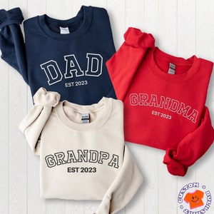 Custom Embroidered Sweatshirt Name On Sleeve With Heart Grandpa Shirt With Date Daddy Est Year Shirt Gift For New Dad Father&#39;s Day Gift