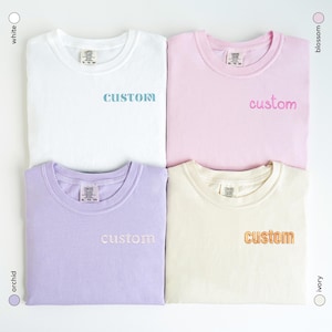 Custom Embroidered Comfort Colors T shirt Custom Embroidered Shirt Wedding Family Reunion Bride Groom First Baby Gift