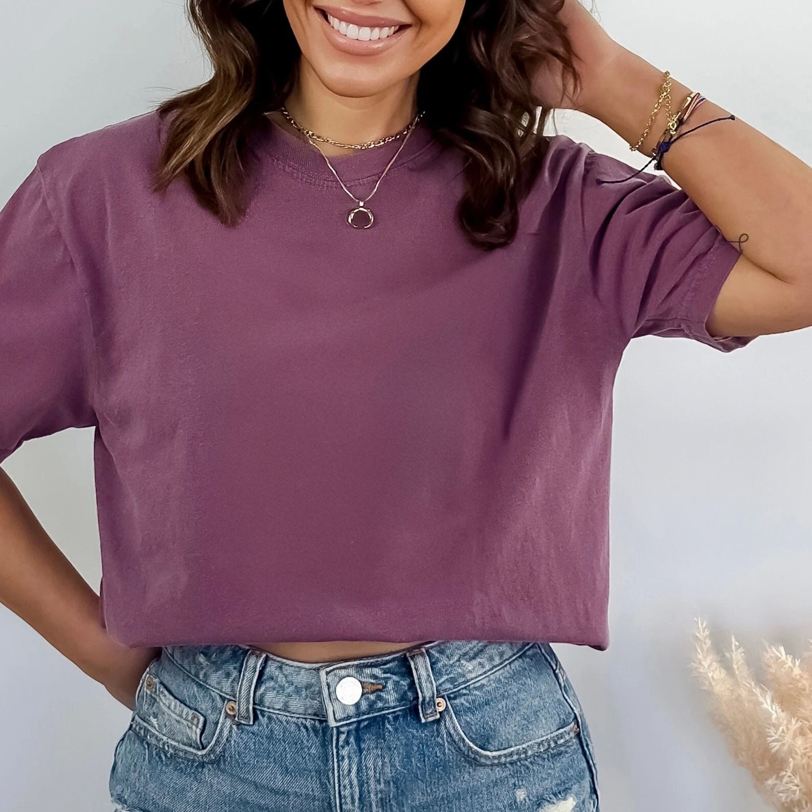 Blank Comfort Colors Shirts For Women %100 Cotton Trendy Soft Vintage Colored Washed T-Shirts Relaxed Jerseys Unisex Tee Basic T-Shirts