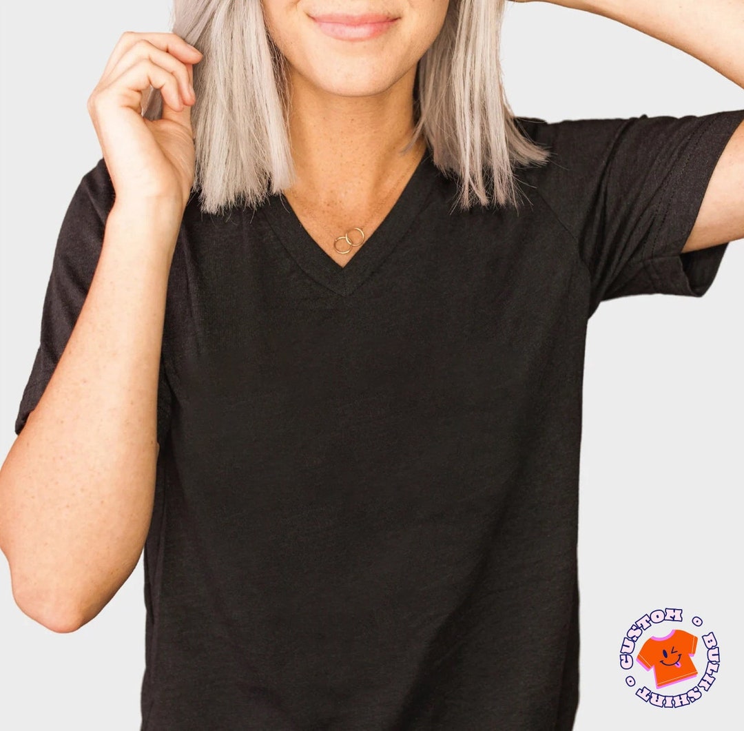 V-neck Shirts for Women Cotton Polyester Blend V-neck %100 Cotton Blank ...