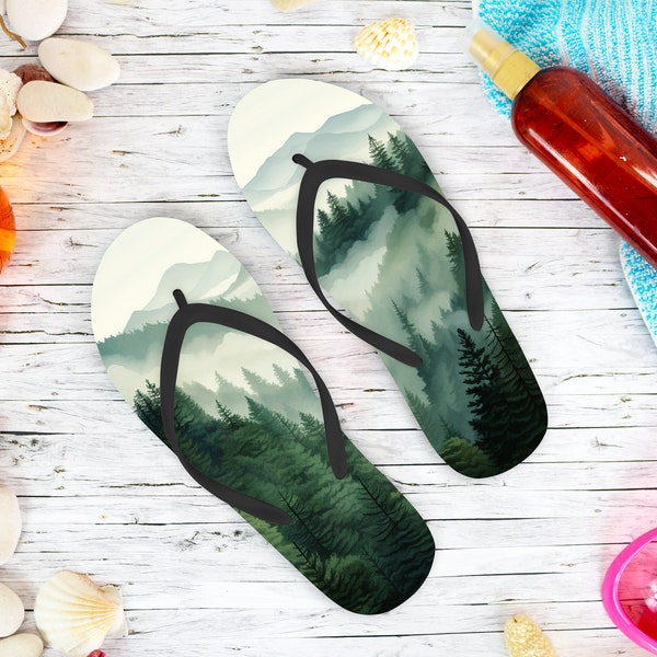 Flip Flops in the Misty Mountains, Pine trees in fog, 4 sizes available