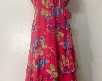 Hot Pink Sundance floral silk garden dress
