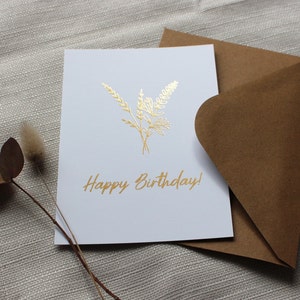 Geburtstagskarte l Happy Birthday! l Congratulations l schlichte Karte l Goldfoliert l Glückwunsch l A6