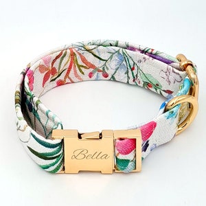 Personalized Dog Collar Laser Engraved Metal Buckle Wedding Plants Quick Release Designer Collar